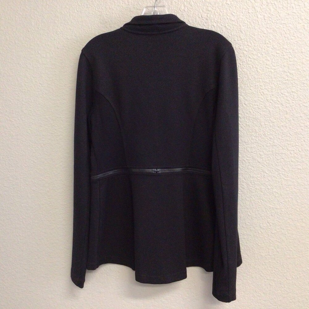 Cabi Relax Convertible Stretch Ponte Knit Long Black Zip Jacket 5655 Sz Medium - Picture 13 of 14